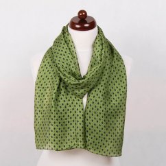 Hedvábná šála s potiskem světle zelená s tmavě modrou