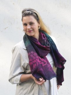 Kaschmirische Pashmina exklusiv mit Dunkelrosa und Dunkelgrün
