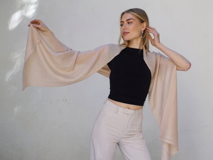 100% kašmírový šál exclusive úzky béžová