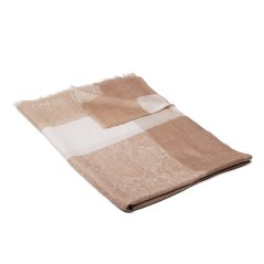 Originální kašmírová pašmína šedobéžová se smetanovou