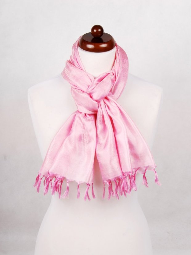 Seidenschal aus Varanasi rosa-cremefarben