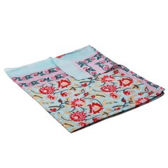 Bavlnený šál svetlozelený s červenou farbou