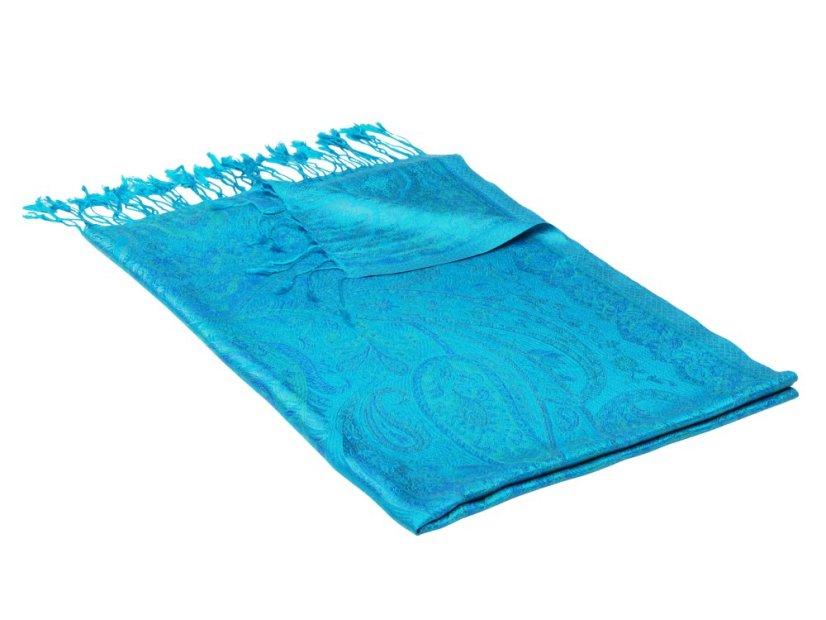 Hedvábná šála Super velká tyrkysová s modrou