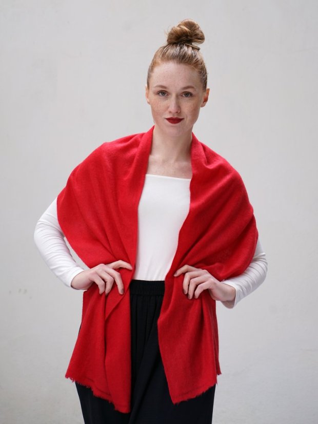 100% kašmírový šál exclusive úzky červený