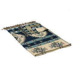 Šála z viskózy vícebarevná s tmavě modrou a světle žlutou