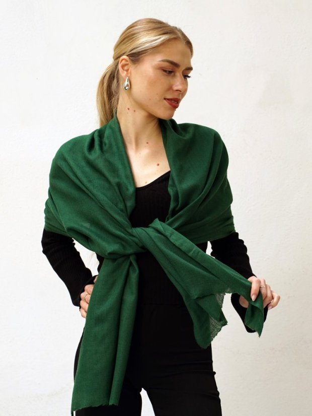 Pashmina-Wollschal Self dunkelgrün