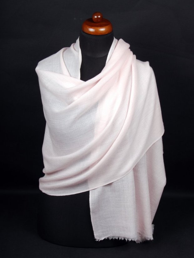 Kašmírská vlněná pašmína Self světle růžová New Dawn