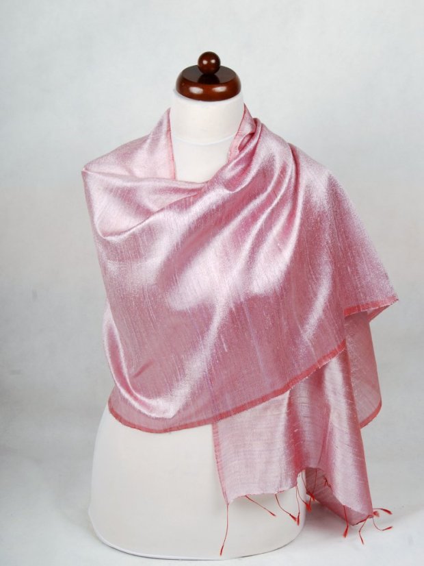 Schal aus Rohseide hellrosa