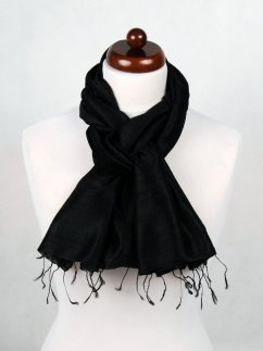 Šála ze surového hedvábí černá
