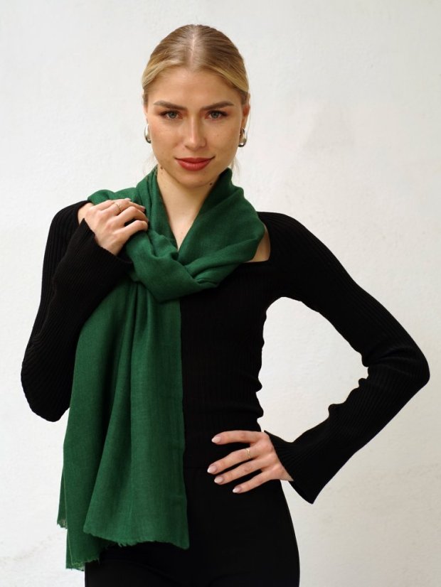 Pashmina-Wollschal Self dunkelgrün