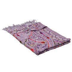 Šála z merino vlny s vyšíváním šedofialová