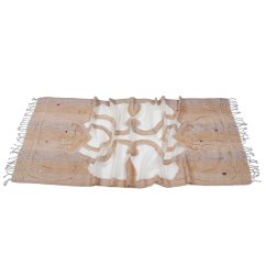 Šála z merino vlny s vyšíváním světle hnědo-šedo-smetanová