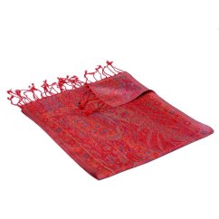 Hodvábny šál Super červený s magentou a zelenou