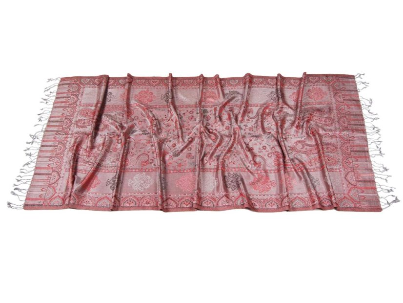 Seidenschal Super groß grau mit Rot