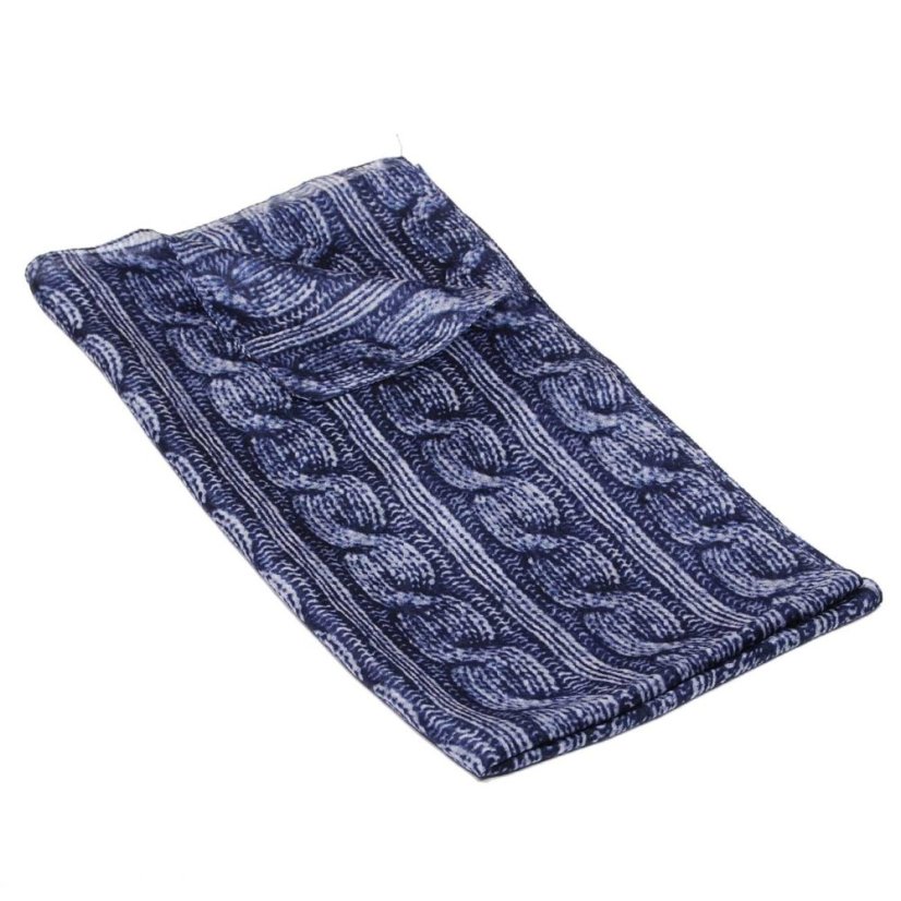 Hodvábny šál s potlačou tmavomodro-biely