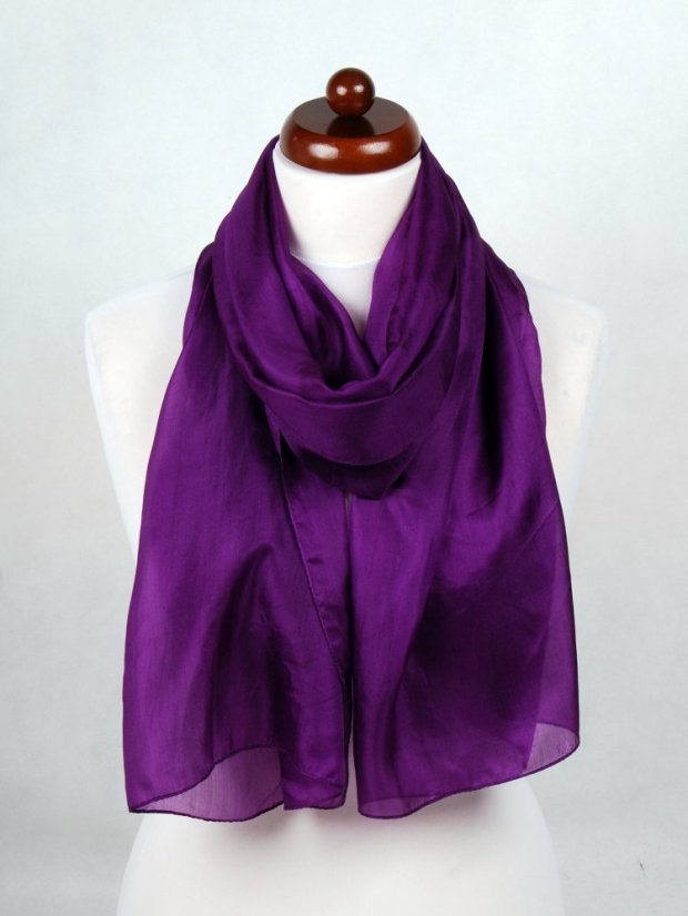 Hodvábny šál jednofarebný tmavofialový