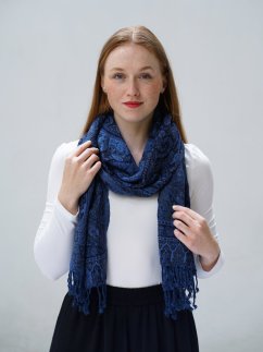 Šála z merino vlny modrá