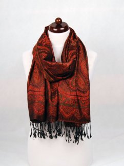 Hedvábná šála Super velká Drolma černo-měděná