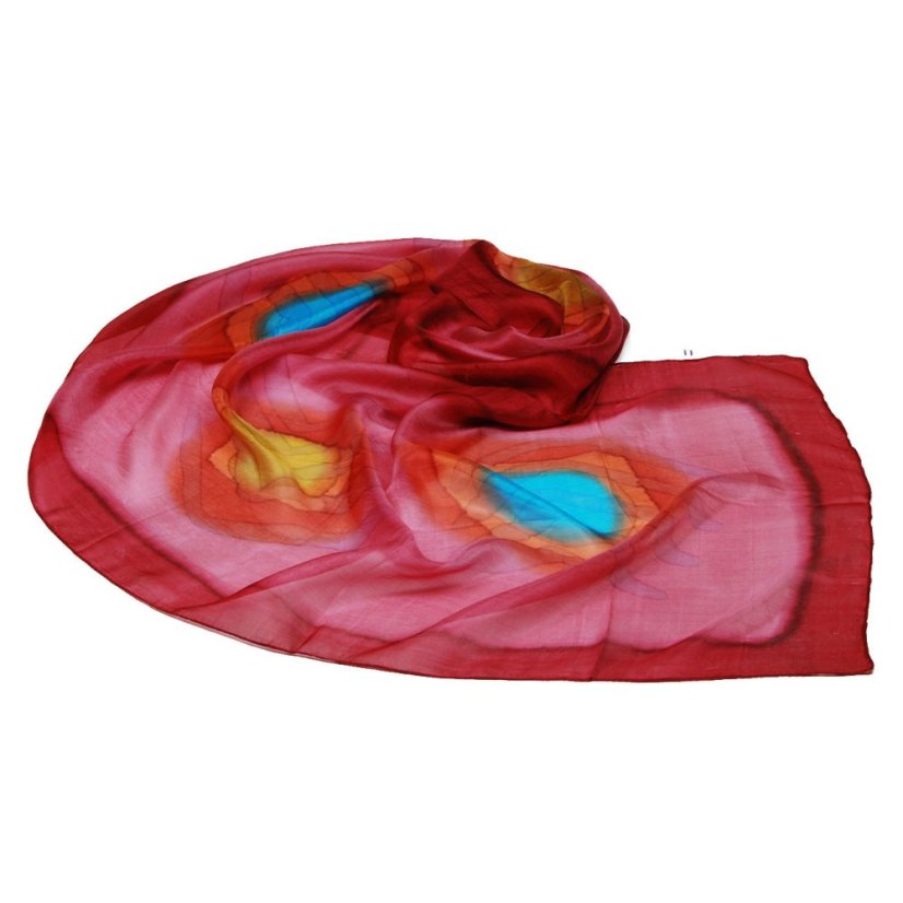 Handgemalter Seidenschal altrosa-dunkelrot