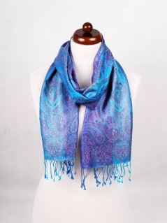 Hodvábny šál Super Norbu modro-tyrkysovo-fialový