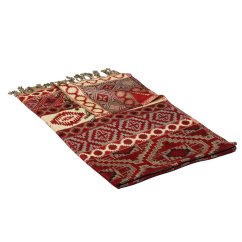 Šála z viskózy vícebarevná s červenou, světle žlutou a šedou