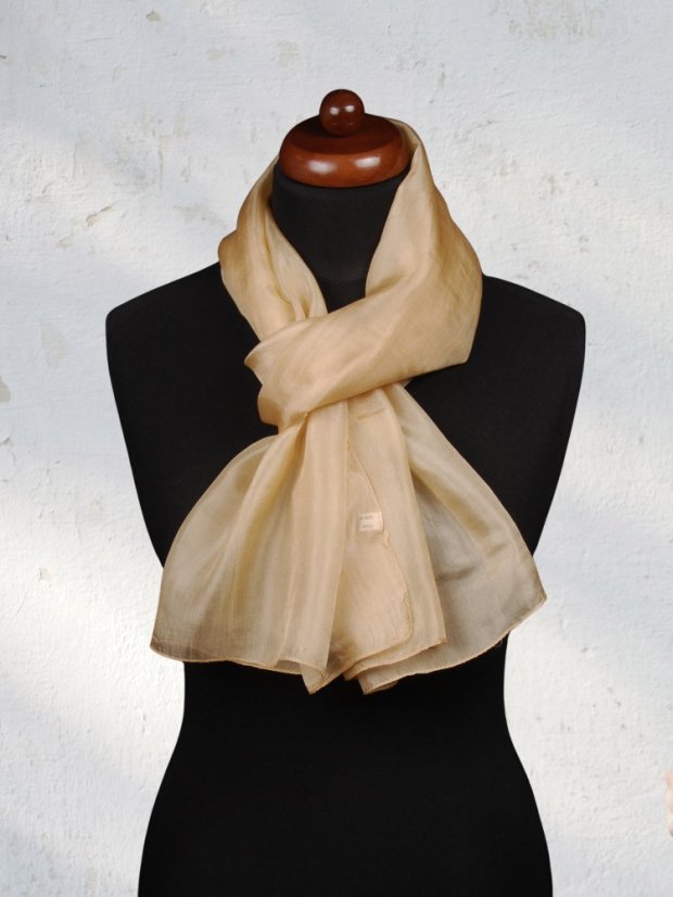 Hedvábná šála jednobarevná zlatá