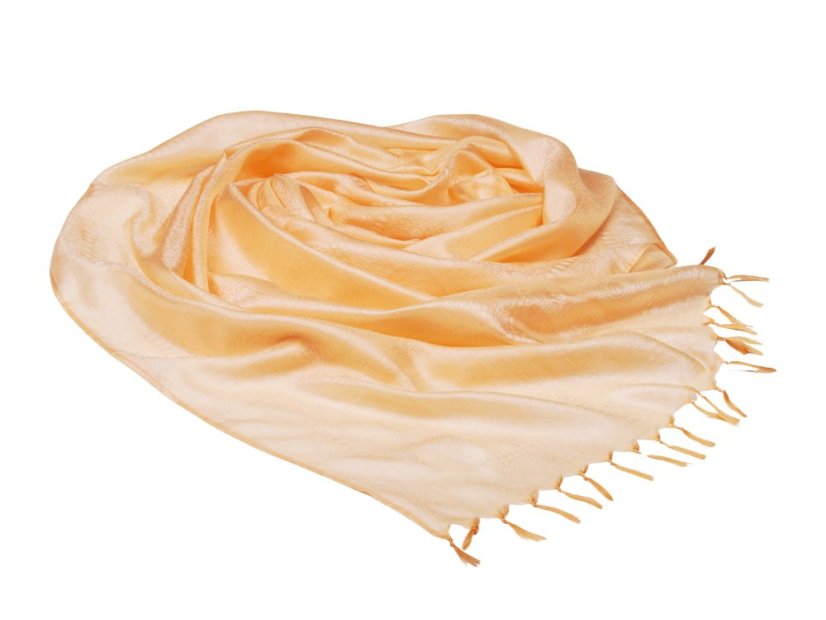 Seidenschal aus Varanasi in Aprikosenfarbe mit Weiß