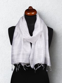 Šál zo surového hodvábu biely