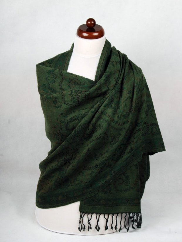 Šál z merino vlny tmavozelený