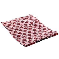 Hedvábná šála s potiskem velká bílo-tmavě červeno-černá