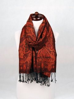 Hedvábná šála Super velká černo-měděná