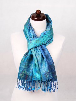 Hedvábná šála Super velká modro-fialovo-tyrkysová