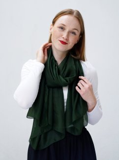 Hedvábná šála velká tmavě zelená