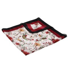 Hodvábna šatka s potlačou biela s vínovou farbou