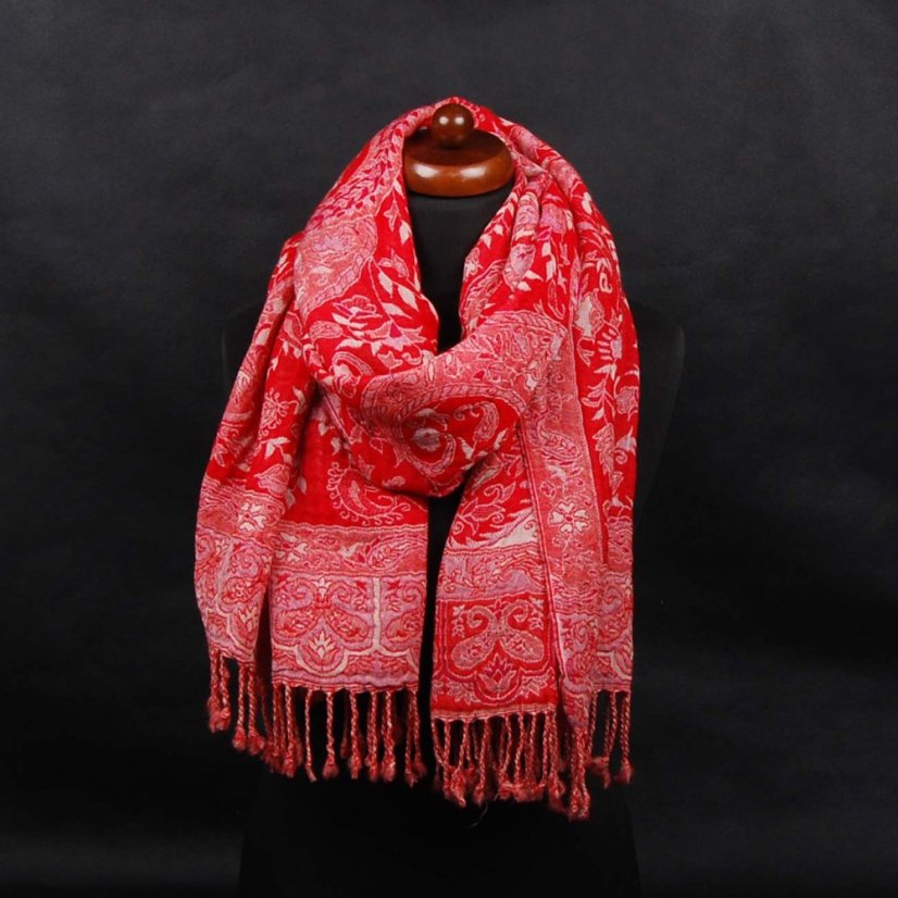 Šál z merino vlny červený