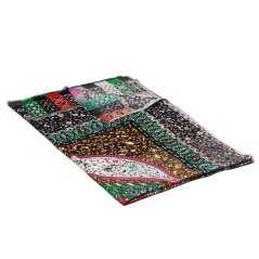 Šála z viskózy a hedvábí s potiskem mnohobarevná s černou a zelenou