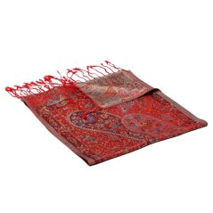 Hedvábná šála Super červená s tyrkysovou