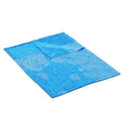Schal aus Viskose und Seide mit Jamawar Wangmo hellblau mit Weiß