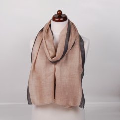 Kašmírska vlnená pašmína exclusive s hodvábom svetlohnedá s čiernou farbou