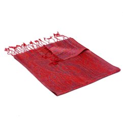 Hodvábny šál Super Tashi červený s magentou a zelenou