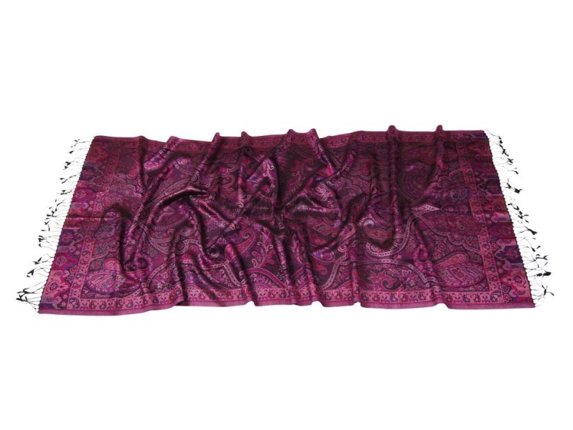 Hodvábny šál Super veľký čierno-fialový