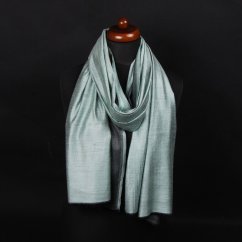 Šála z viskózy a hedvábí oboustranná světle zeleno-černá