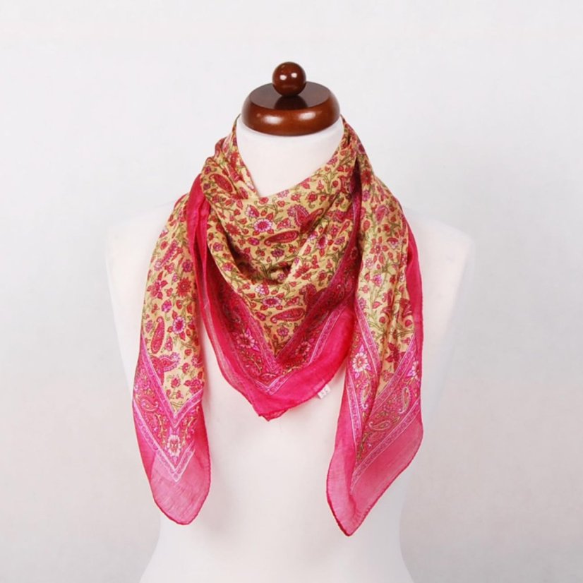 Seidentuch mit Aufdruck rosa mit Gelb