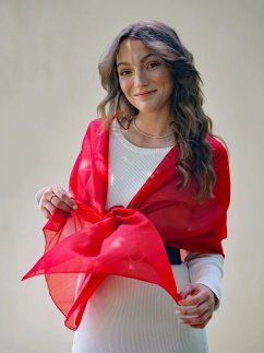 Hodvábny šál jednofarebný červený