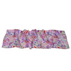 Hedvábná šála s potiskem šedomodrá s růžovou