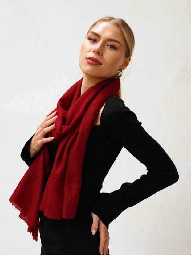 Pashmina-Wollschal Self dunkelrot