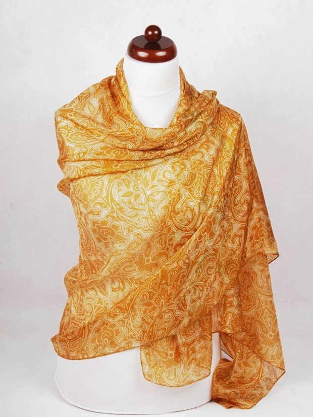 Großer Seidenschal mit ornamentales Muster, gold