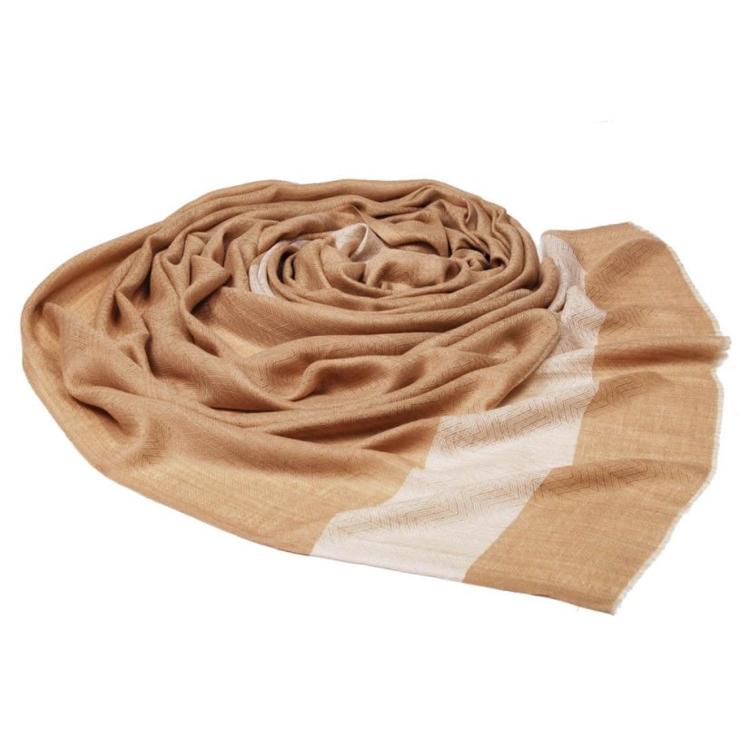 Originální kašmírová pašmína světle hnědá s šedobéžovou