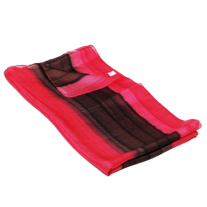 Hedvábná malovaná šála růžovo-tmavě hnědá