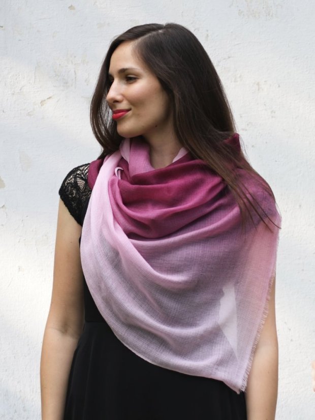 Prstýnková pašmína exclusive ombré růžová